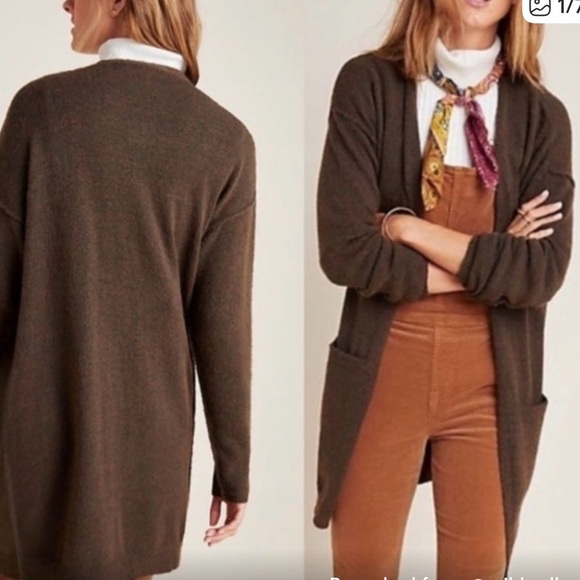 Anthropologie Sweaters - Anthropologie Chocolate Brown Open-Front Cardigan, very elegant .